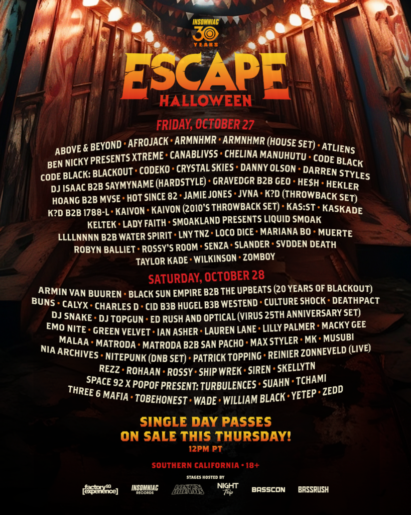 Escape Halloween Psycho Circus 2023 Lineup 