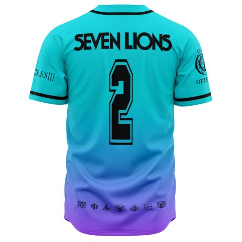 Back view of teal purple jersey with Seven Lions text and number 2