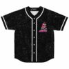 Flat lay of black rave baseball jersey with clawed monster graphic on chest