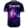 Purple galaxy nebula rave baseball jersey back view with Intraphonic logo print