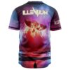 Back view of phoenix wings jersey with bold text logo above starry pink sky print