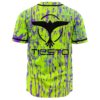 Back view of neon paint splatter jersey with bird emblem and TIESTO text below collar