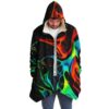 Front view of cosmic swirl rave cloak with vivid abstract swirling design