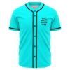 Bright turquoise rave baseball jersey with black trim and Anti Social Social Club text