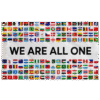 world flags grid rave flag with WE ARE ALL ONE text flat lay front view