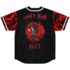Rave baseball jersey back view with starfield print and Space Mom Rezz portal graphic