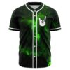 Green galaxy rave baseball jersey front view with white rock-hand icon on starry nebula print