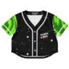 Black and green starry rave crop top with green accents and star design