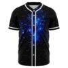Blue starfield rave baseball jersey with white button placket front view
