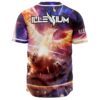 Back view of galaxy rave jersey showing glowing phoenix design and bold wing-logo lettering above