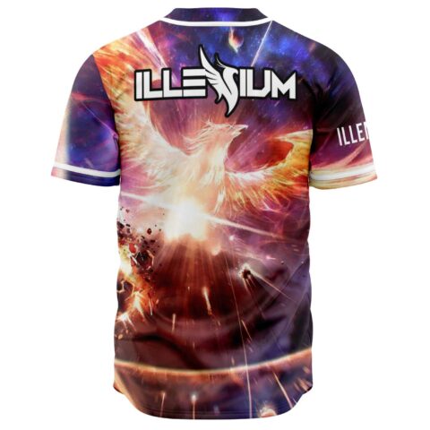 Back view of galaxy rave jersey showing glowing phoenix design and bold wing-logo lettering above
