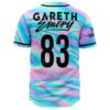 Back view of pastel holographic jersey with Gareth Emery name and number 83