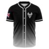 Geometric triangle wolf head design on black white gradient jersey front, Union Jack patch