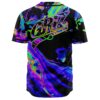 Back view of psychedelic marbled rave jersey showing large GRiZ text across shoulders