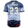 Back view of mountain rave baseball jersey with EVEREST 23 text print