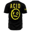 Black jersey featuring yellow “ACID” text and dripping smiley face, back view on white
