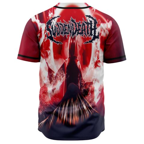 Back view of jersey showing hooded reaper graphic and Sudden Death text on red haze