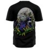 Back view showing sinister scarecrow graphic in cornfield under full moon