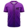 Purple ombre rave baseball jersey with black trim and MT logo front view