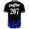 Black jersey back view with Guarzino logo and 207 above blue flame print