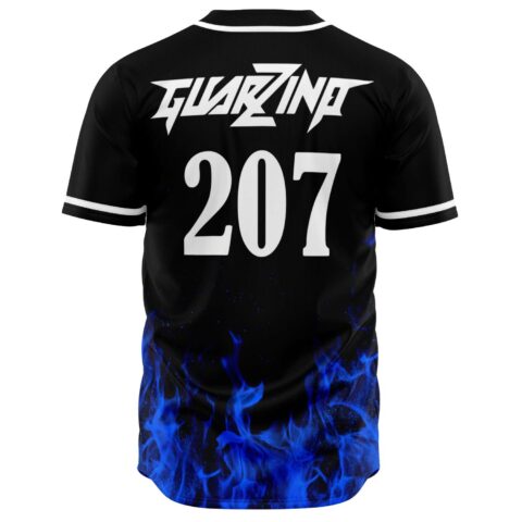 Black jersey back view with Guarzino logo and 207 above blue flame print