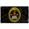 Bear Grillz rave flag with cartoon bear mascot in gold ring on black gold streak