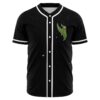 Black galaxy rave baseball jersey front view with green cartoon pickle chest patch