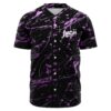 Purple paint splatter rave baseball jersey with dripping Lucii alien logo front view