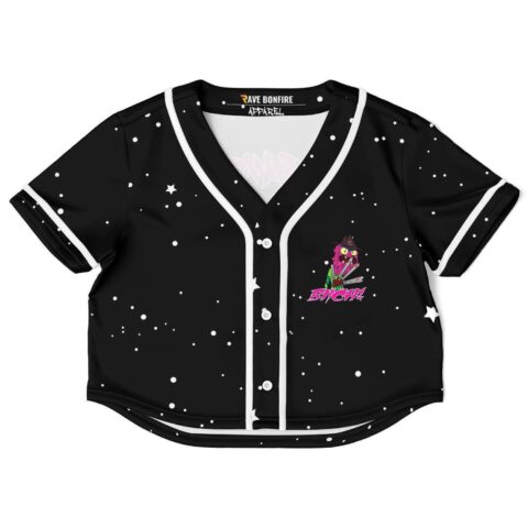 Black cropped jersey with colorful starry design