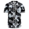 Black camouflage rave baseball jersey with wing logo on chest, front view