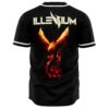Black jersey back with fiery phoenix graphic and bold wordmark text