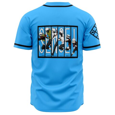 Back view of jersey showing running ninja figures spelling SENSEI in bold letters