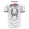 Back of white festival jersey with bold bass-inspired wordmark and matching owl emblem below collar