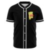 Black melting rave baseball jersey front view with drippy yellow cartoon graphic on chest