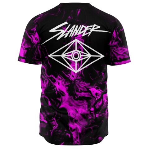 Back view of jersey showing purple smoke swirl and diamond eye emblem below collar
