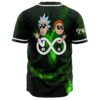 Cartoon-style duo giving rock hand signs over infinity symbol on back view