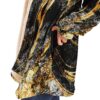 Close-up of cloak side pocket showing black gold marbled texture and sherpa lining