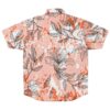 Back view of floral shirt displaying orange accents