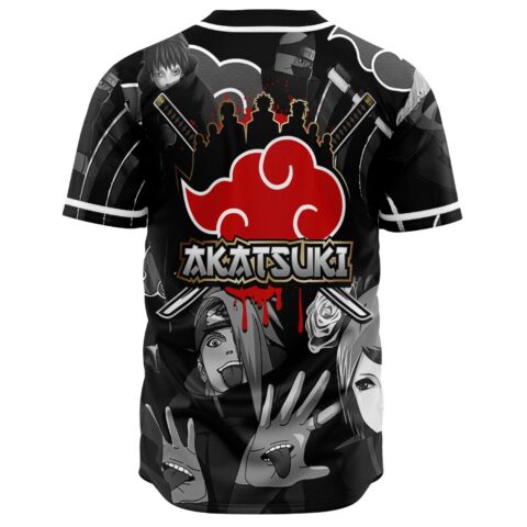 Back view of rave jersey featuring red cloud logo, anime characters, and blood drip accents