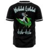 Back of starry rave jersey with scientist on flame graphic, Wubba Lubba dub-dub text