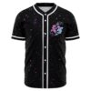 Black rave baseball jersey with pink and blue koi fish over a starry galaxy print