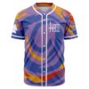 Purple psychedelic spiral rave baseball jersey with TVBOO text front view