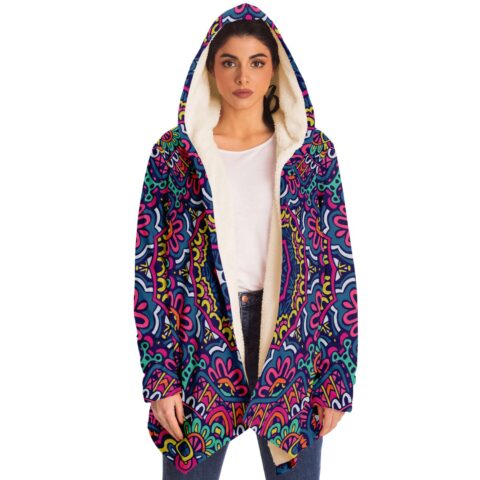 Tribal pattern hooded rave cloak, view 2