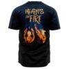 Hearts on Fire text on back of jersey above flaming skull and wing graphics
