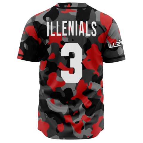 Illenials 3 red camouflage jersey back print with winged sleeve logo