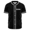 Black rave baseball jersey front view with Techno logo and halftone wave graphic