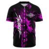 Black baseball jersey with swirling purple smoke print and diamond eye logo front view