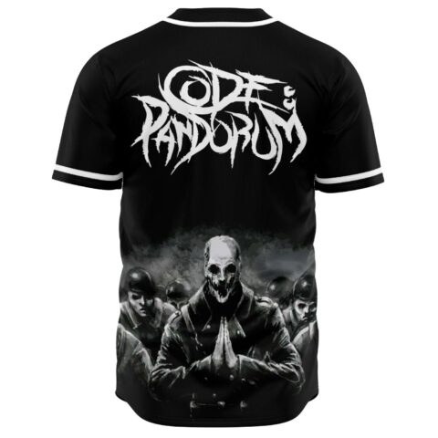 Code Pandorum text above praying skull-faced figure with soldiers on jersey back