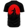 Back view of black jersey showing red sun silhouette design with kanji lettering