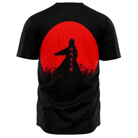 Back view of black jersey showing red sun silhouette design with kanji lettering